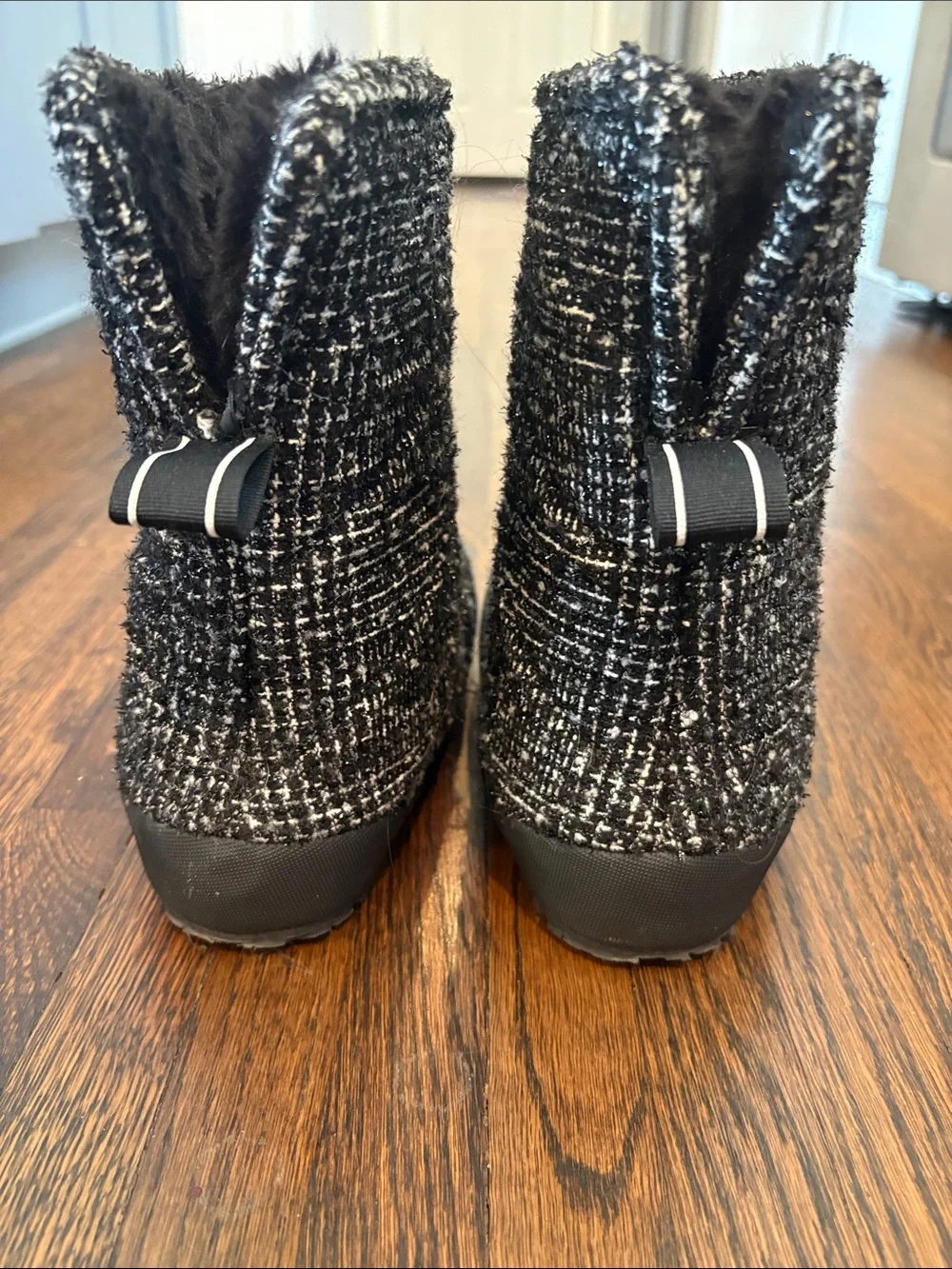 Anthropologie Black & White Wool Boots P448